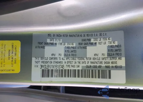 2019 Toyota Yaris Le из США, поврежденный, VIN 3MYDLBYV1KY518746